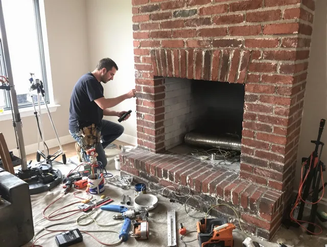 East Hartford Chimney Sweep specialist finalizing chimney liner service in East Hartford, CT