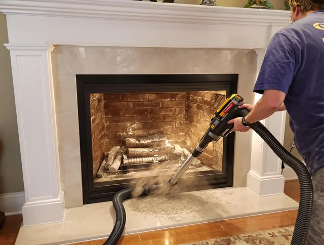 Fireplace cleaning performed by East Hartford Chimney Sweep in East Hartford, CT